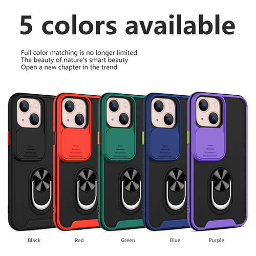 Slide Camera Cover Phone Case na May Ring Holder